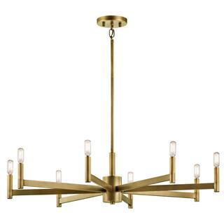 KICHLER Erzo 8-Light Natural Brass Contemporary Candlestick Dining Room Chandelier 43857NBR | The Home Depot