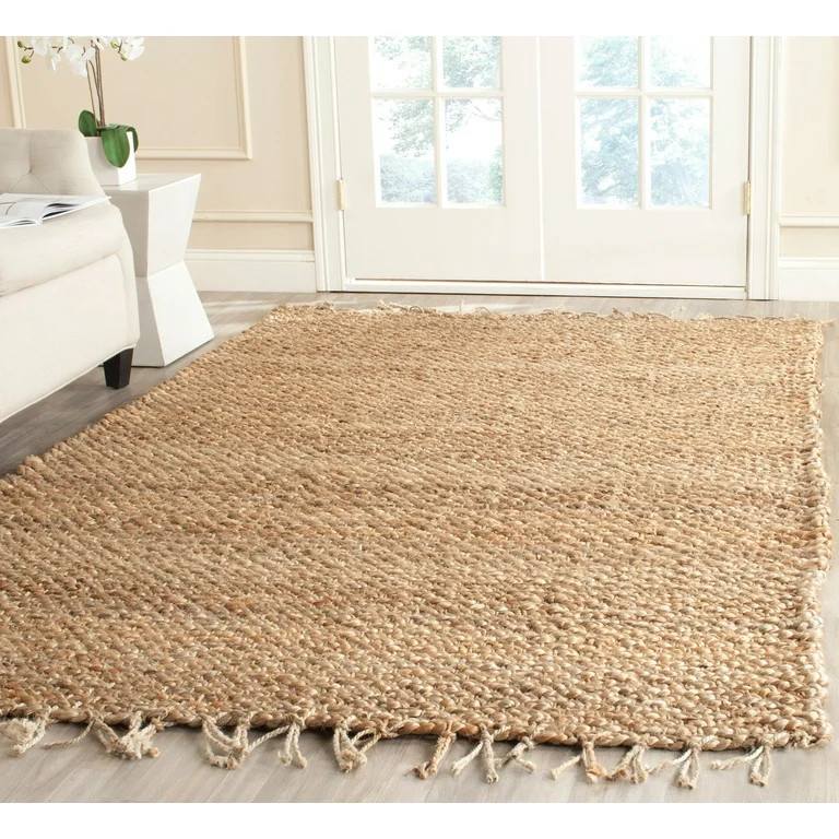 SAFAVIEH Natural Fiber Tangier Solid Braided Fringe Jute Area Rug, Natural, 4' x 6' | Walmart (US)