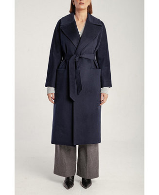Women's Pure Cashmere Wrap Belted Midi Coat | Macy's