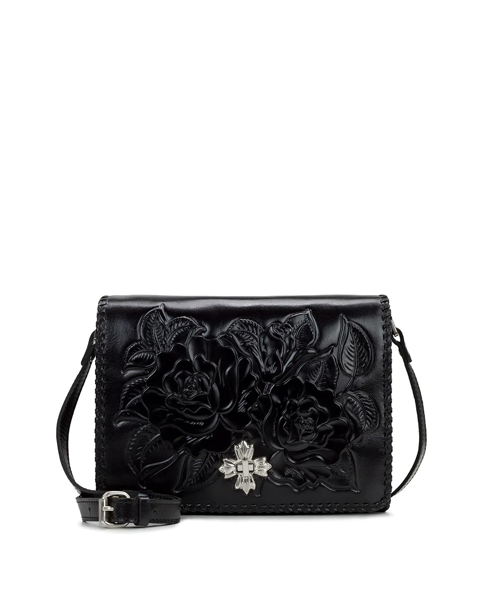 Mabilia Flap Crossbody Bag 
         Vintage Vegetable Tanned Rose Tooled | Patricia Nash Designs