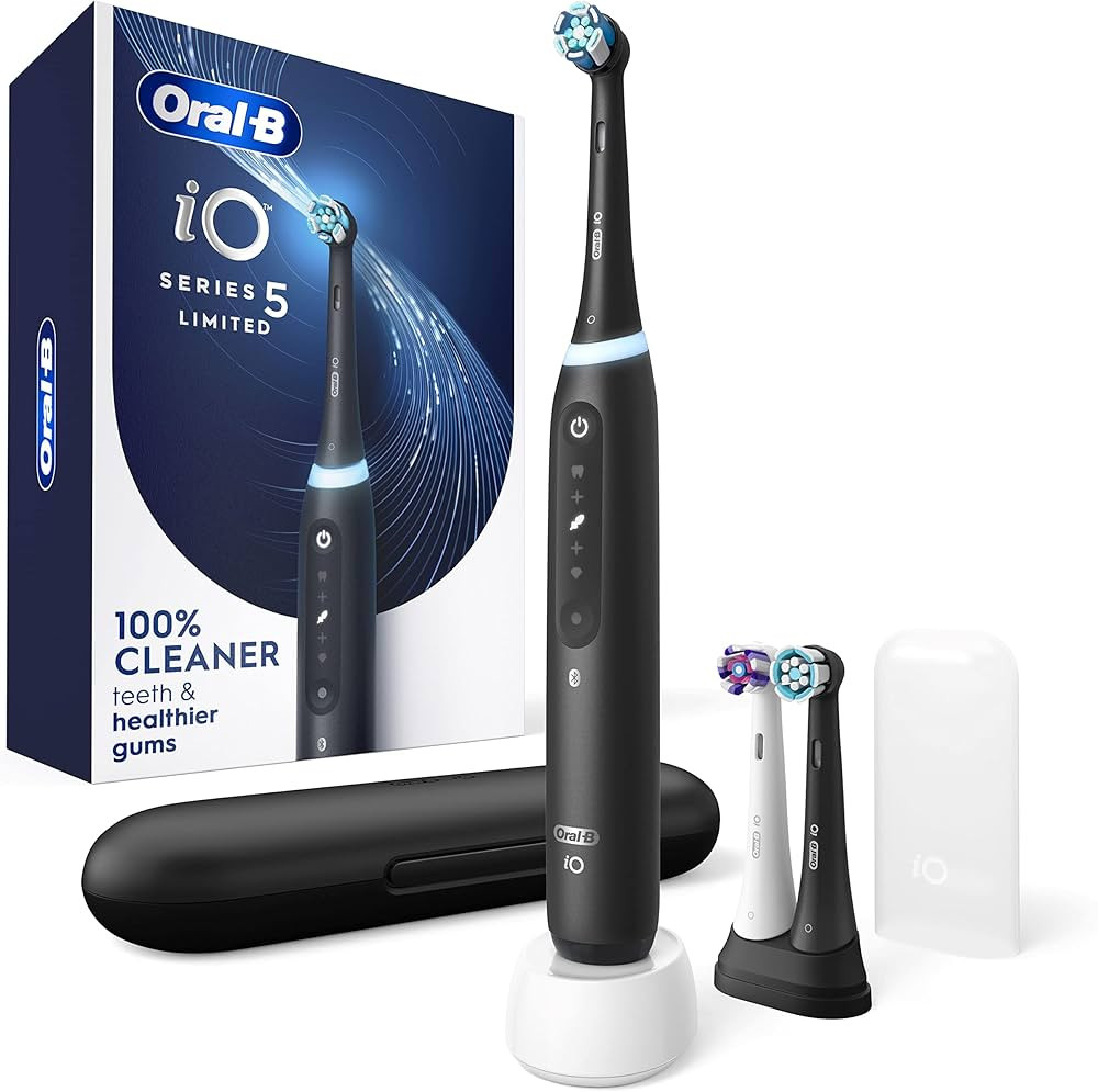 Oral-B iO Series 5 Limited Rechargeable Electric Powered Toothbrush, Black with 3 Brush Heads and... | Amazon (US)