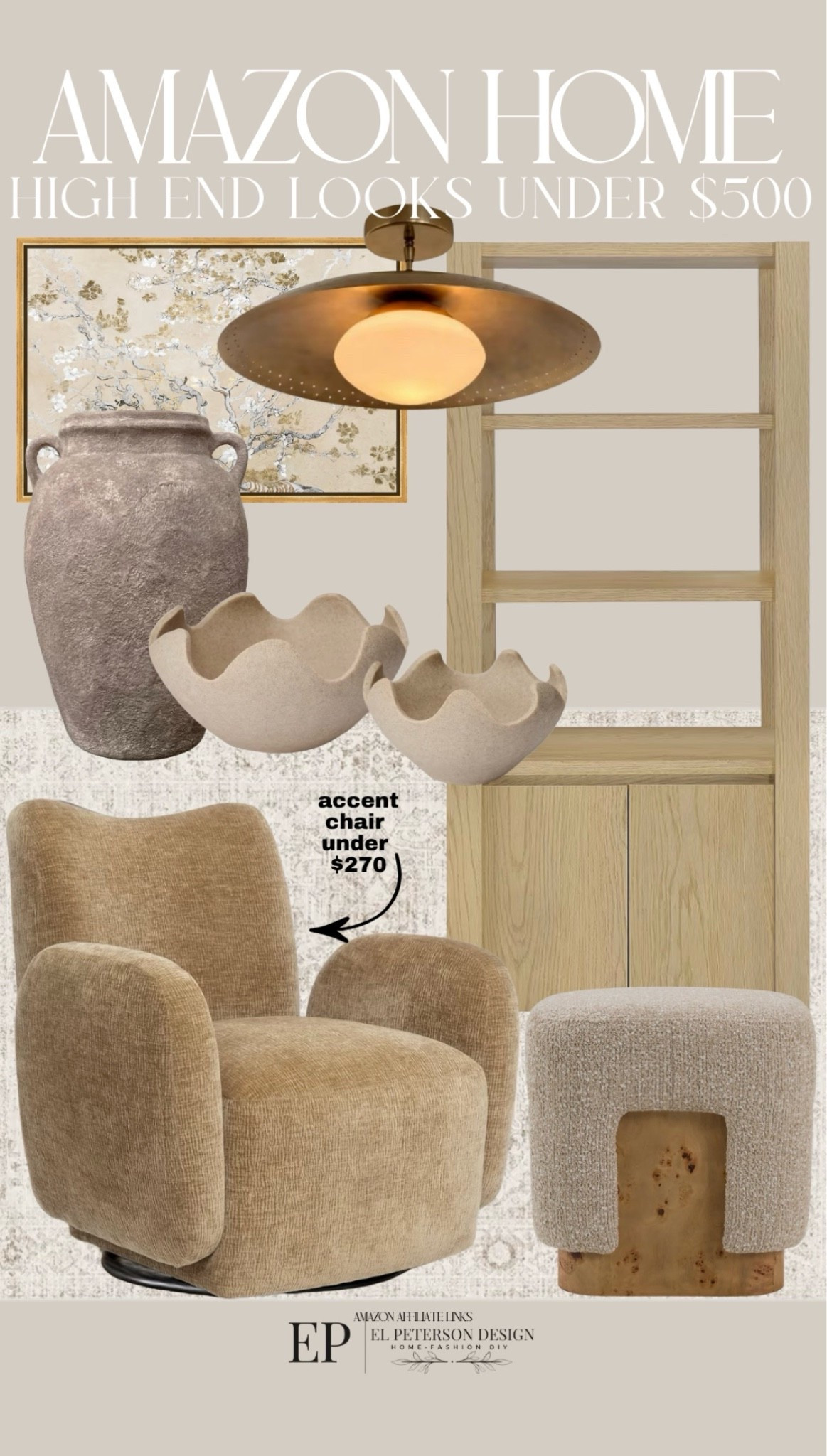 Amazon
Rug
Tall accent cabinet
Vase
Bowls
Accent Chair
Artwork
Lighting

#LTKHome