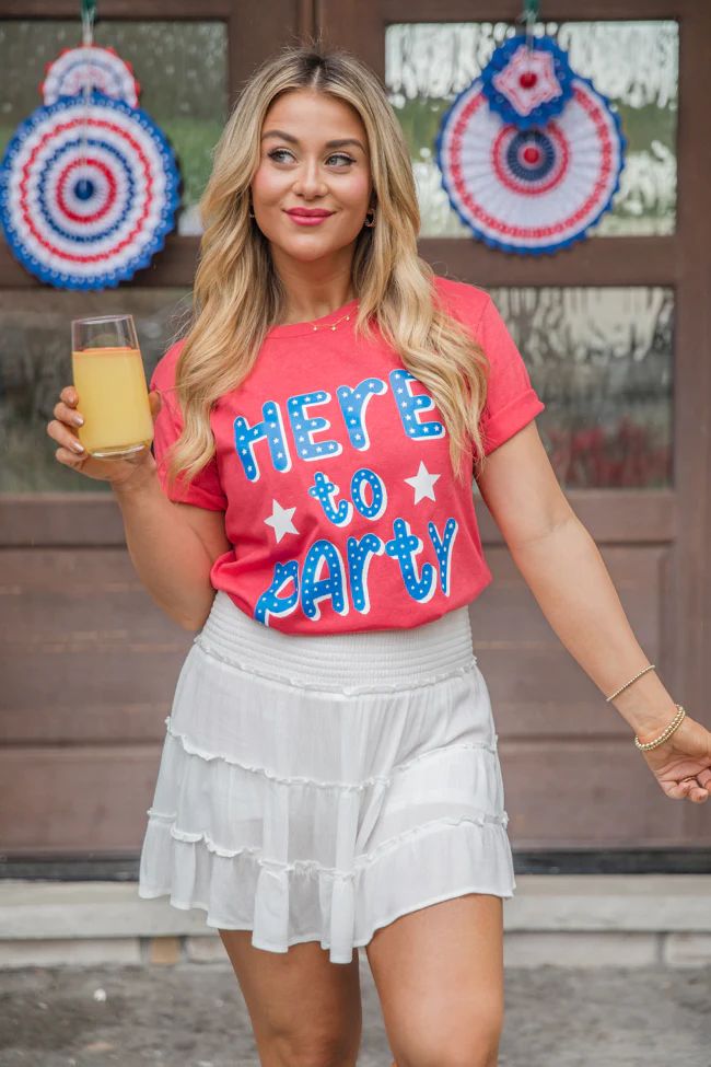 Here to Party Red Bella Graphic Tee | Pink Lily