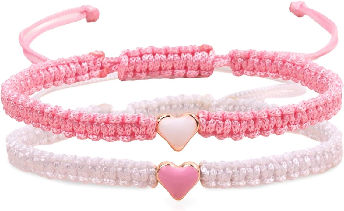 By Isla Jewelry Set of 2 Colorful Heart Beaded Matching Bracelets for Couples and Friendships | A... | Amazon (US)