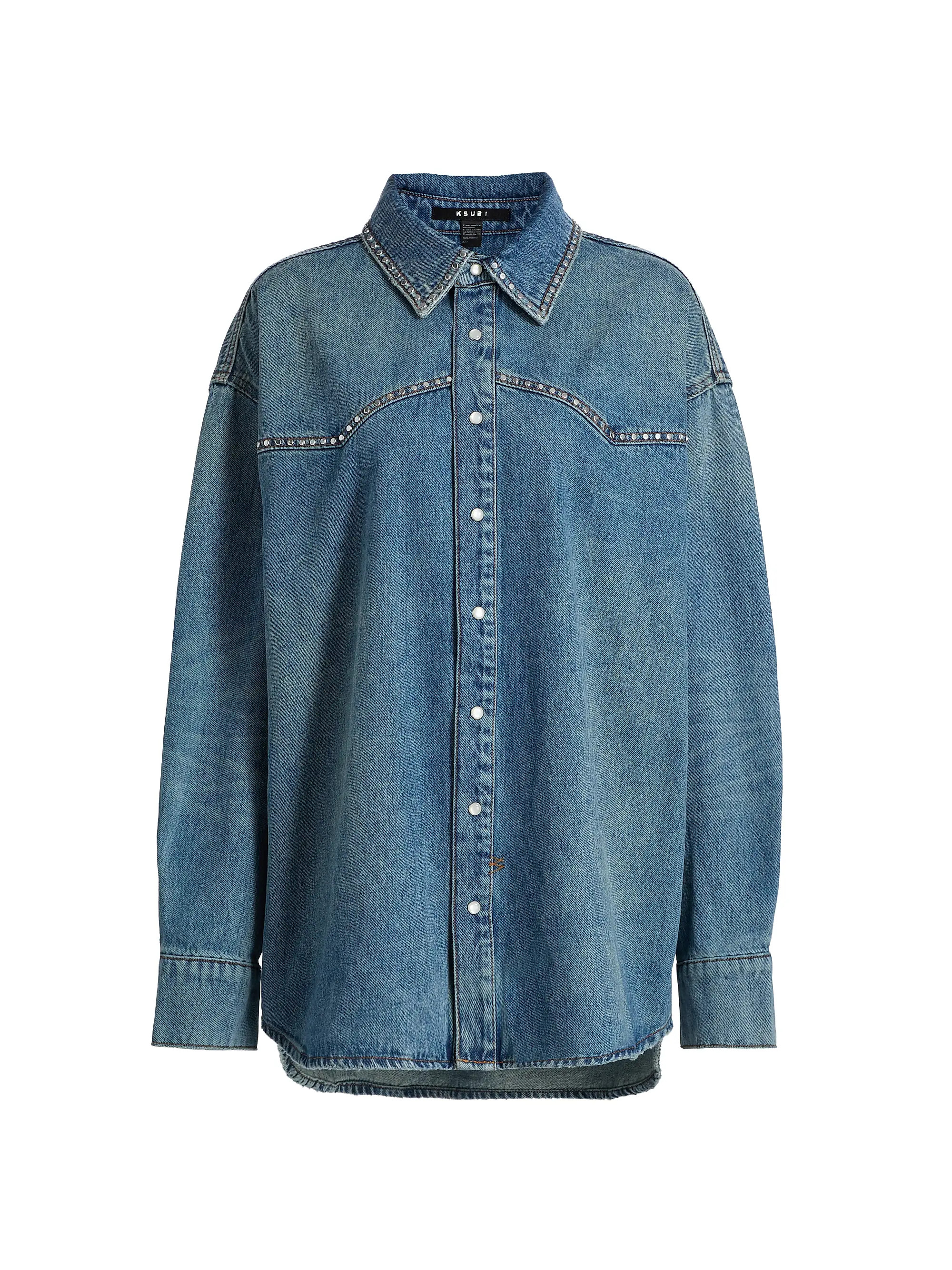 Ksubi Neo-Nostalgia Texas Blue Studded Denim Oversized Shirt | Saks Fifth Avenue | Saks Fifth Avenue