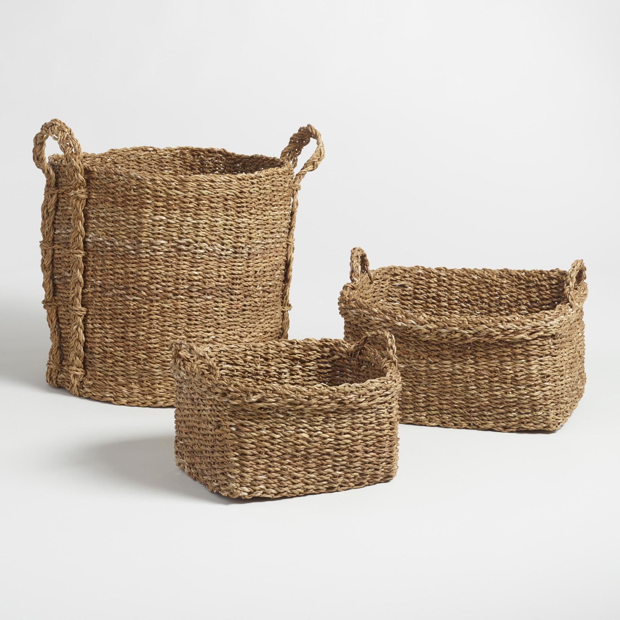 Natural Seagrass Aurora Tote Baskets - Natural Fiber - Small by World Market Small | World Market