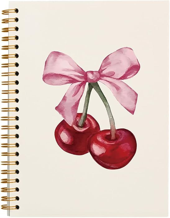 Coquette Cute Pink Bow Cherry Notebook, Cute Tween Girl Gifts Notebook Journal for Women, Coquett... | Amazon (US)