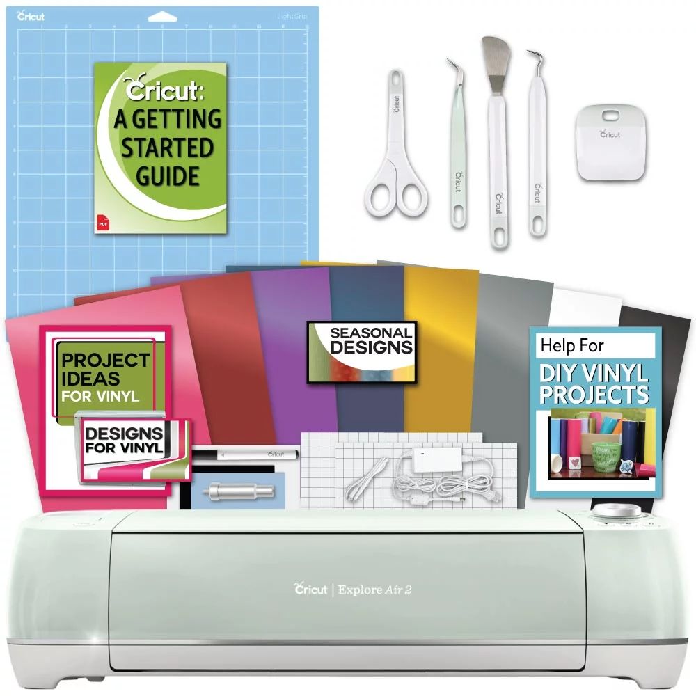 Cricut Explore Air 2 Machine Bundle - Beginner Guide, Tool Kit, Vinyl Pack, Designs & Project Ins... | Walmart (US)