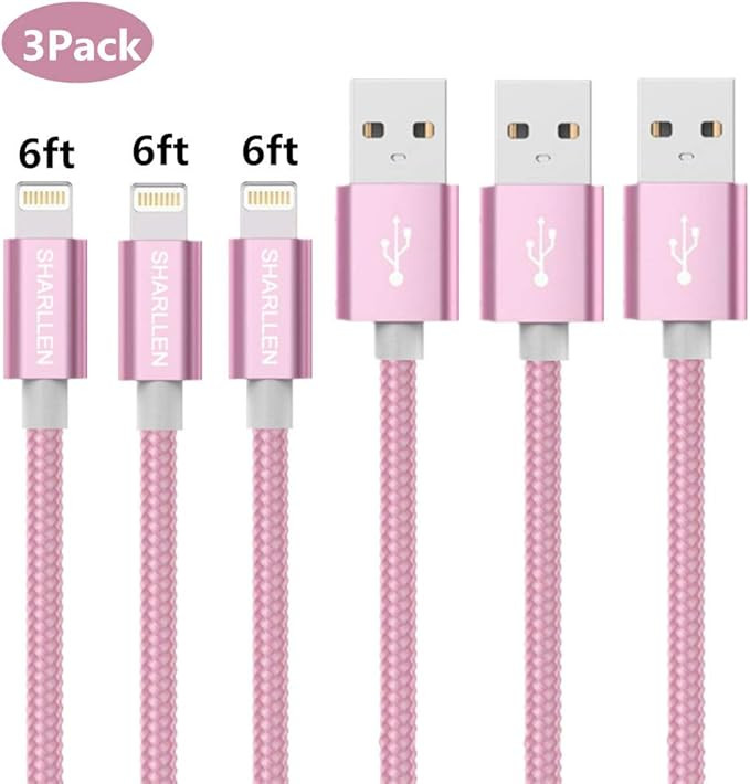 iPhone Charger Lightning Cable MFI Certified 3Pack 6ft Nylon Braided Fast Long iPhone Charging Co... | Amazon (US)