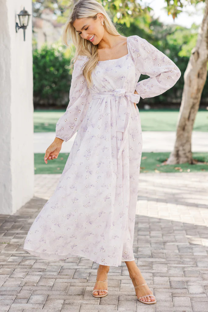 Feeling Just So Sweet Lavender Eyelet Midi Dress | The Mint Julep Boutique