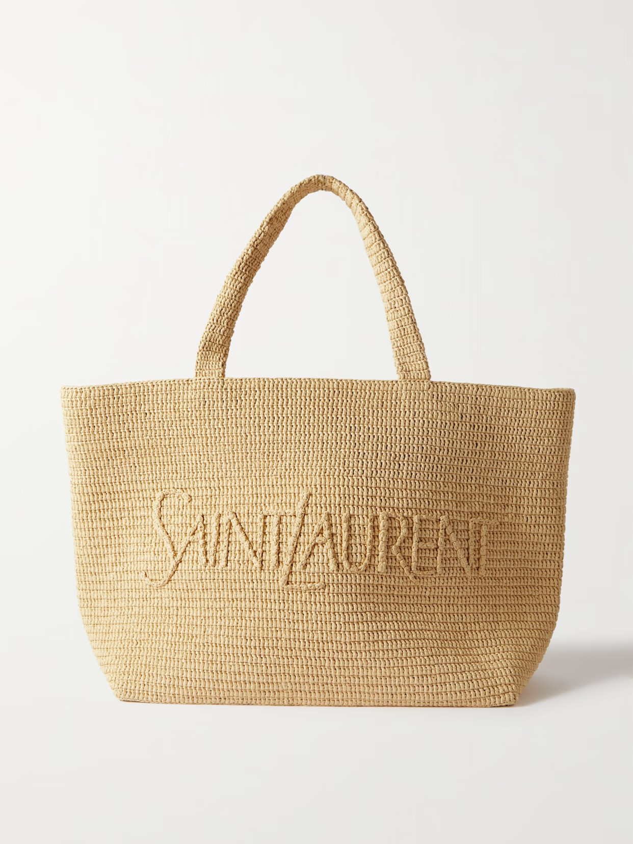 SAINT LAURENT - Oversized Raffia Tote - Neutral | NET-A-PORTER (UK & EU)