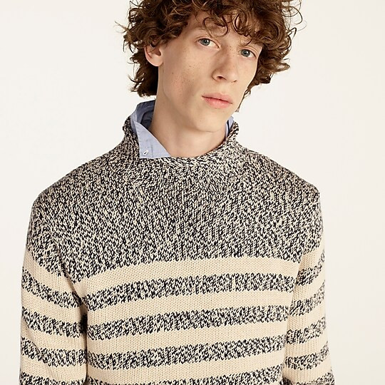 Marled-cotton rollneck sweater with stripes | J. Crew US