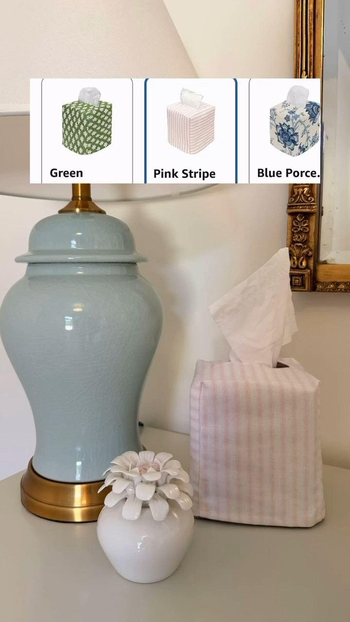 How fab!! Fabric tissue cover instantly elevates the everyday. The blue ceramic lamp adds a touch of elegance to any room. 

#homedecor #amazonfinds #TheSouthernSource 

 #LTKdayinmylife #LTKselfcare #LTKHome