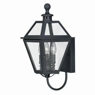 VAXCEL Nottingham 3 Light Black Empire Outdoor Wall Lantern Clear Glass T0079 - The Home Depot | The Home Depot