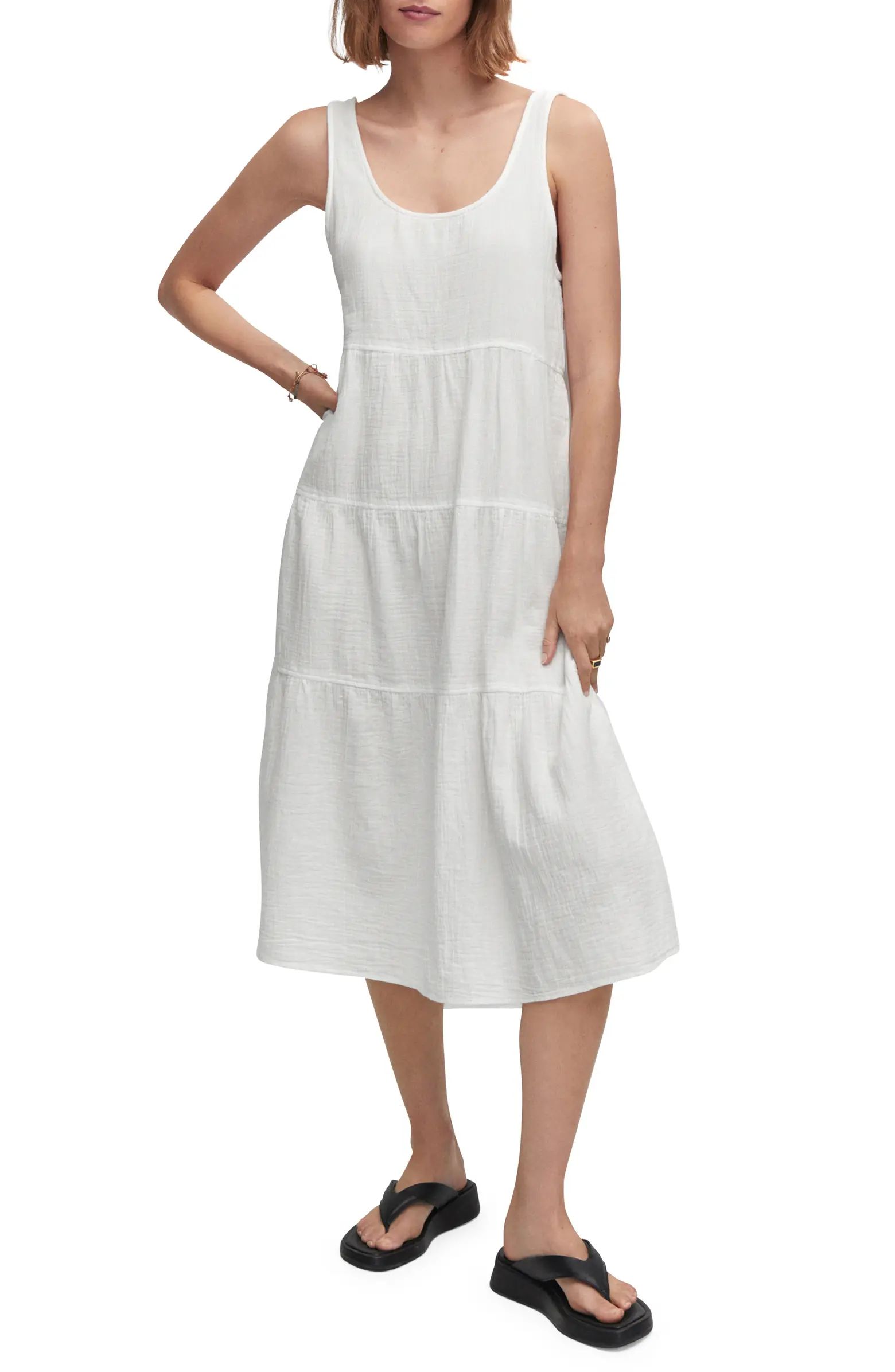 MANGO Sleeveless Cotton Midi Dress | Nordstrom | Nordstrom