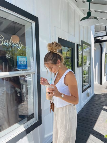 coffee shop post ootd 🤍 obsessed with these pants for summer!

#LTKFestival #LTKGiftGuide #LTKxSephora