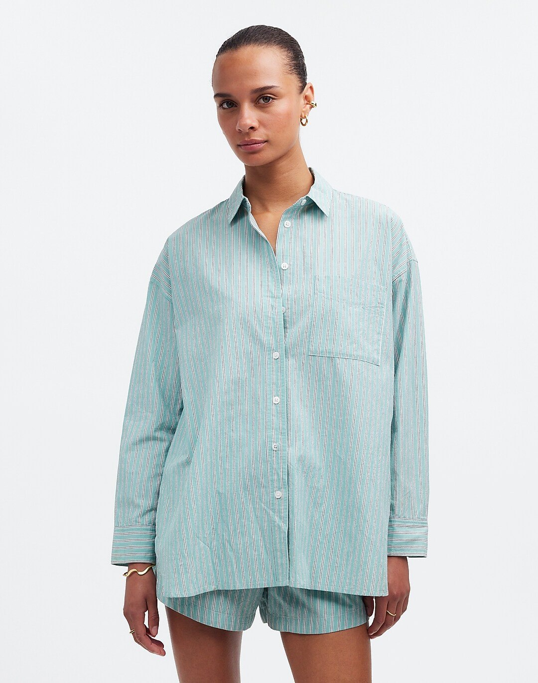 The Signature Poplin Oversized Shirt in Stripe | Madewell