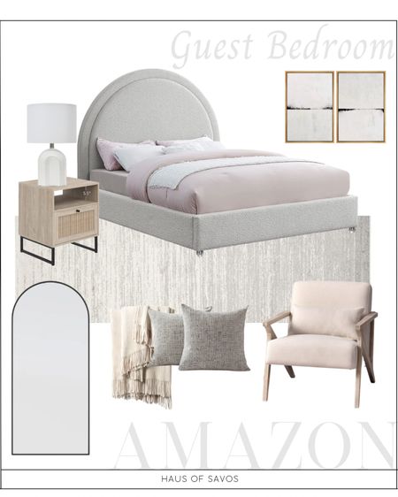 Guest bedroom 

Amazon home, neutral bedroom ideas, affordable furniture, Airbnb bedroom ideas, small guest room, small apartment ideas, arch mirror, arch bed, Boucle bed, rattan nightstand, wood nightstand, organic modern bedroom, transitional, white bed, wood arm chair, grey textured pillows, soft throw blanket, modern rug, neutral rug, beige and grey 

#amazonhome #founditonamazon #bedroom #guestbedroom #airbnb 

#LTKFind #LTKhome #LTKstyletip