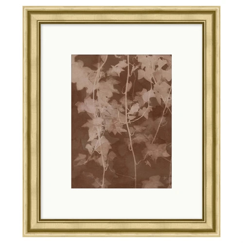 Daven Updated Traditional Rust Leaves White Gold Frame Painting - 21x18 | Kathy Kuo Home