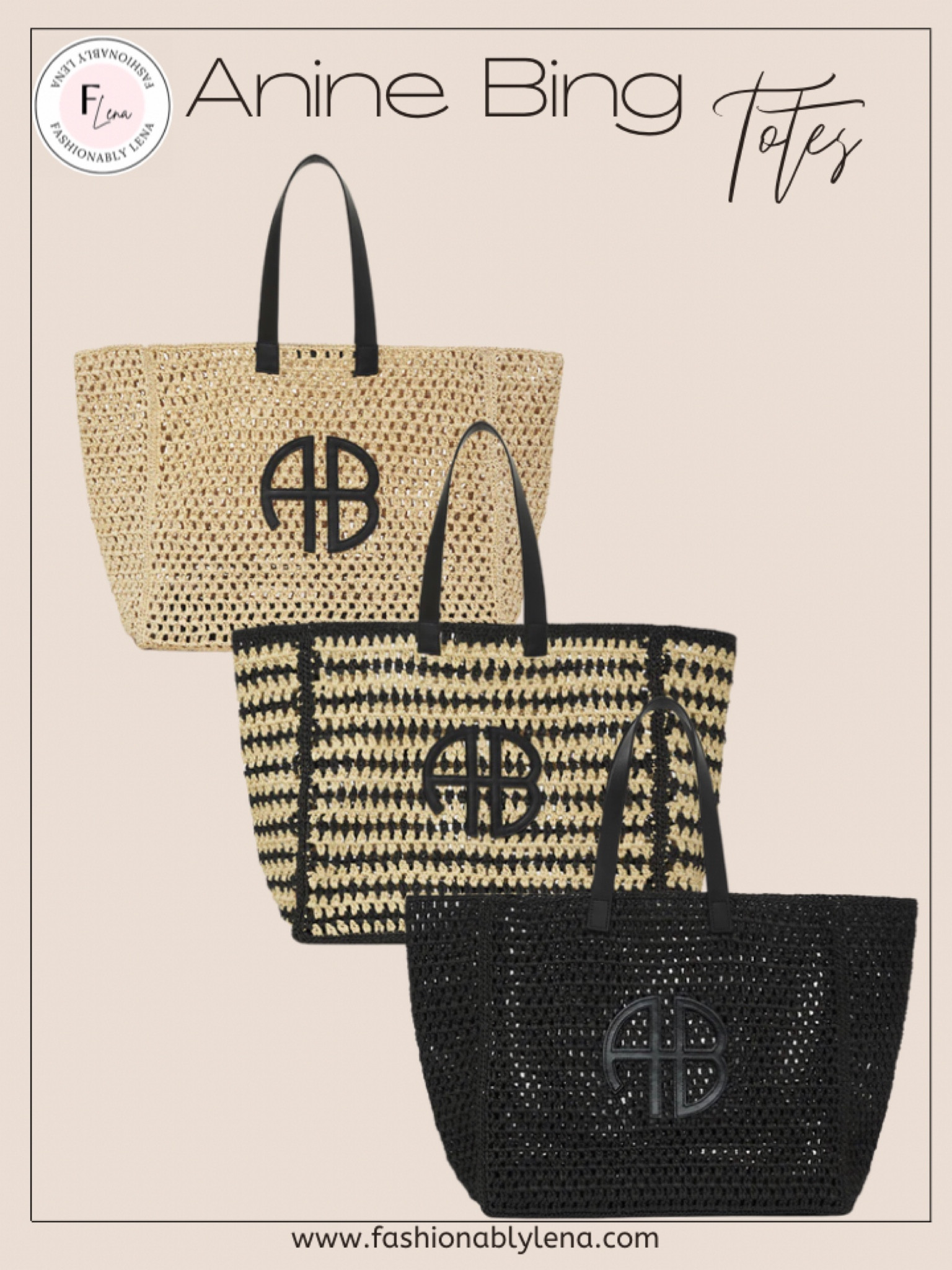 Anine Bing Small Rio Raffia Tote Bag