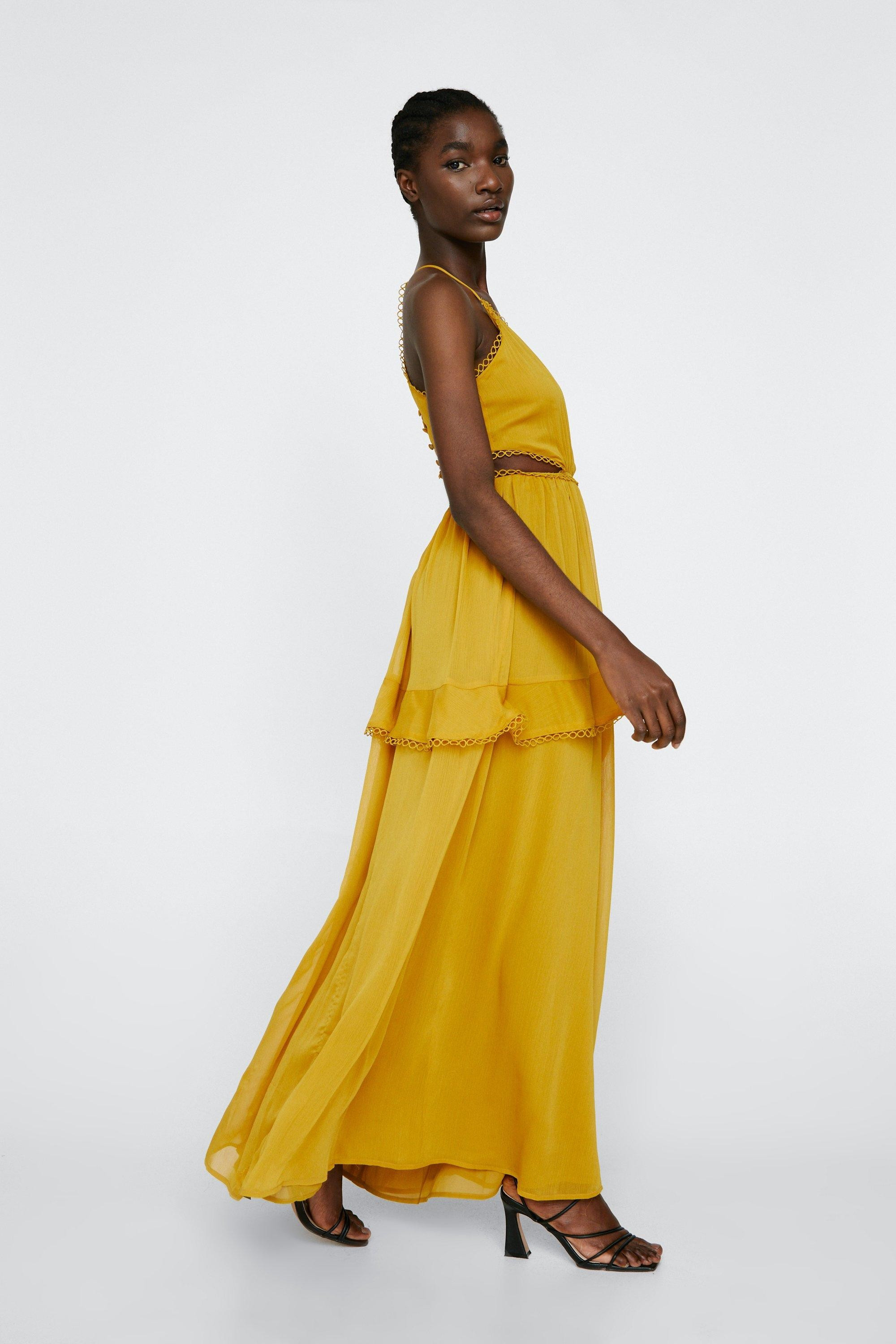 Trim Detail Chiffon Maxi Dress | Nasty Gal (US)