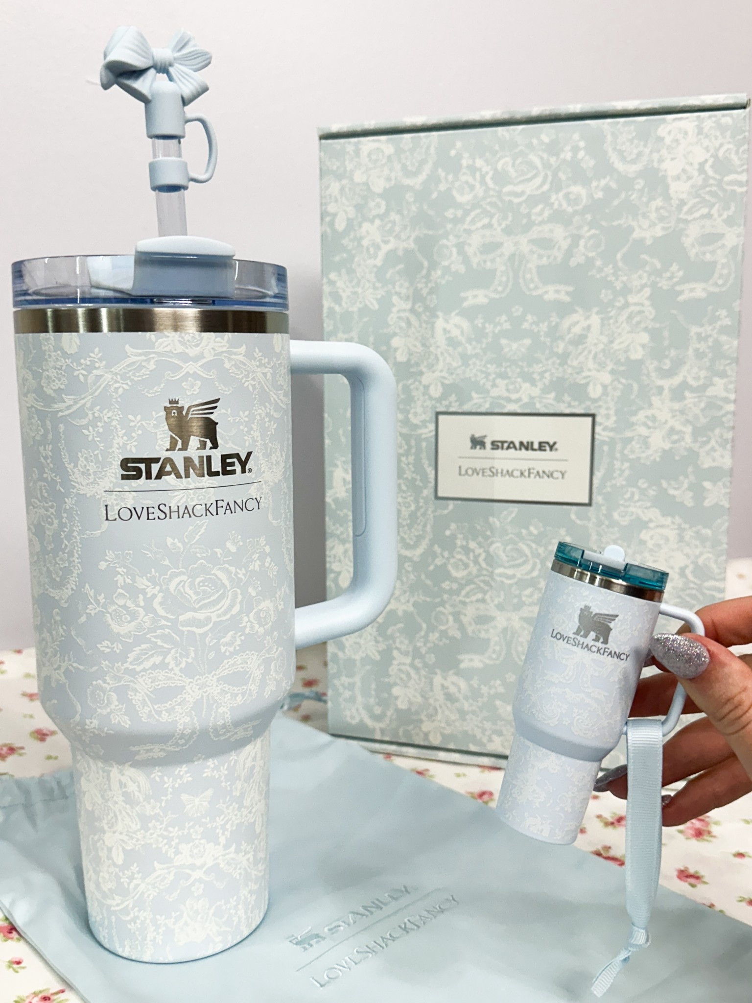 these LoveShackFancy Stanley Christmas ornaments are seriously the cutest thing ever (yes they open 👀) - the ornaments come in a set of 4, there’s one to match each pattern from this collection! Definitely turning some into bag charms 🎀 

#LTKSeasonal #LTKGiftGuide #LTKHoliday