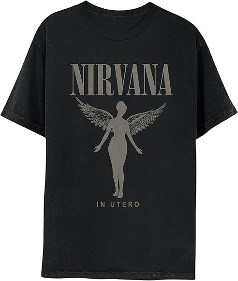 Nirvana in Utero Distressed Logo Adult Short Sleeve T Shirt 90s Grunge Music Vintage Style Graphi... | Amazon (US)