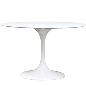 Modway Lippa 48 Inch Round Fiberglass Dining Table in White | Amazon (US)