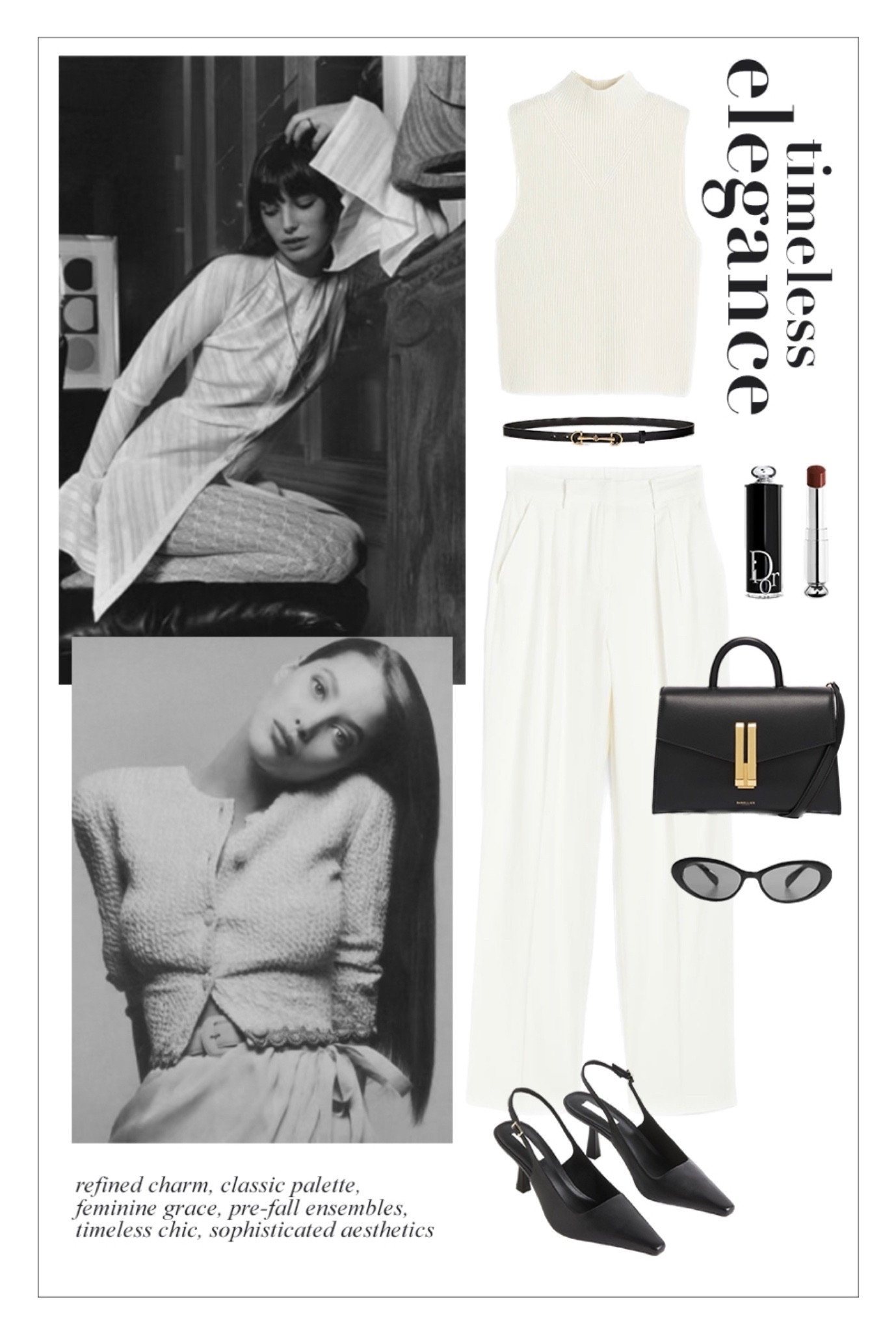 Classy style, pre fall style, autumn outfit, minimal style, Parisian chic, White outfit, demellier bag, birkin inspo, leather slingback shoes, leather black bag, classy White trousers, dior makeup, dior beauty, elegant outfit, workwear, 

#LTKSeasonal #LTKBacktoSchool #LTKstyletip