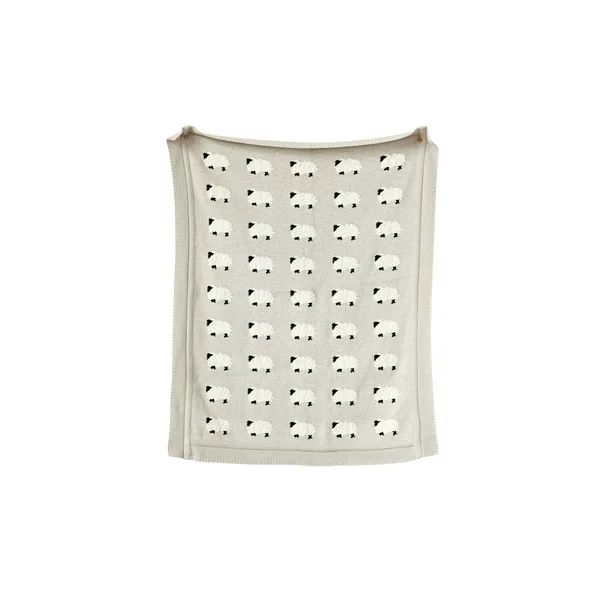 Creative Co-Op Grey Cotton Knit Sheep Blanket | Walmart (US)