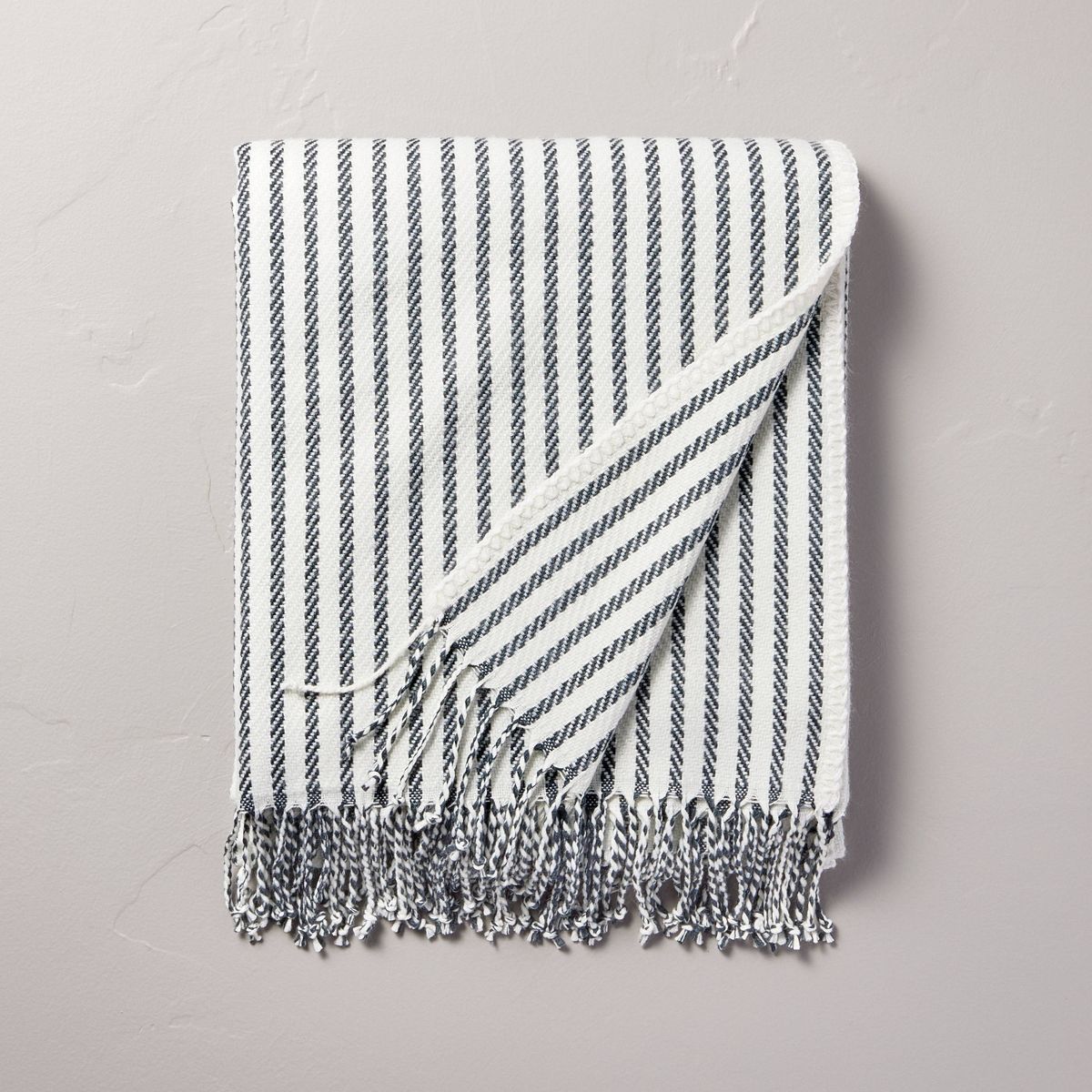 Ticking Stripe Woven Throw Blanket Gray/Cream - Hearth & Hand™ with Magnolia | Target