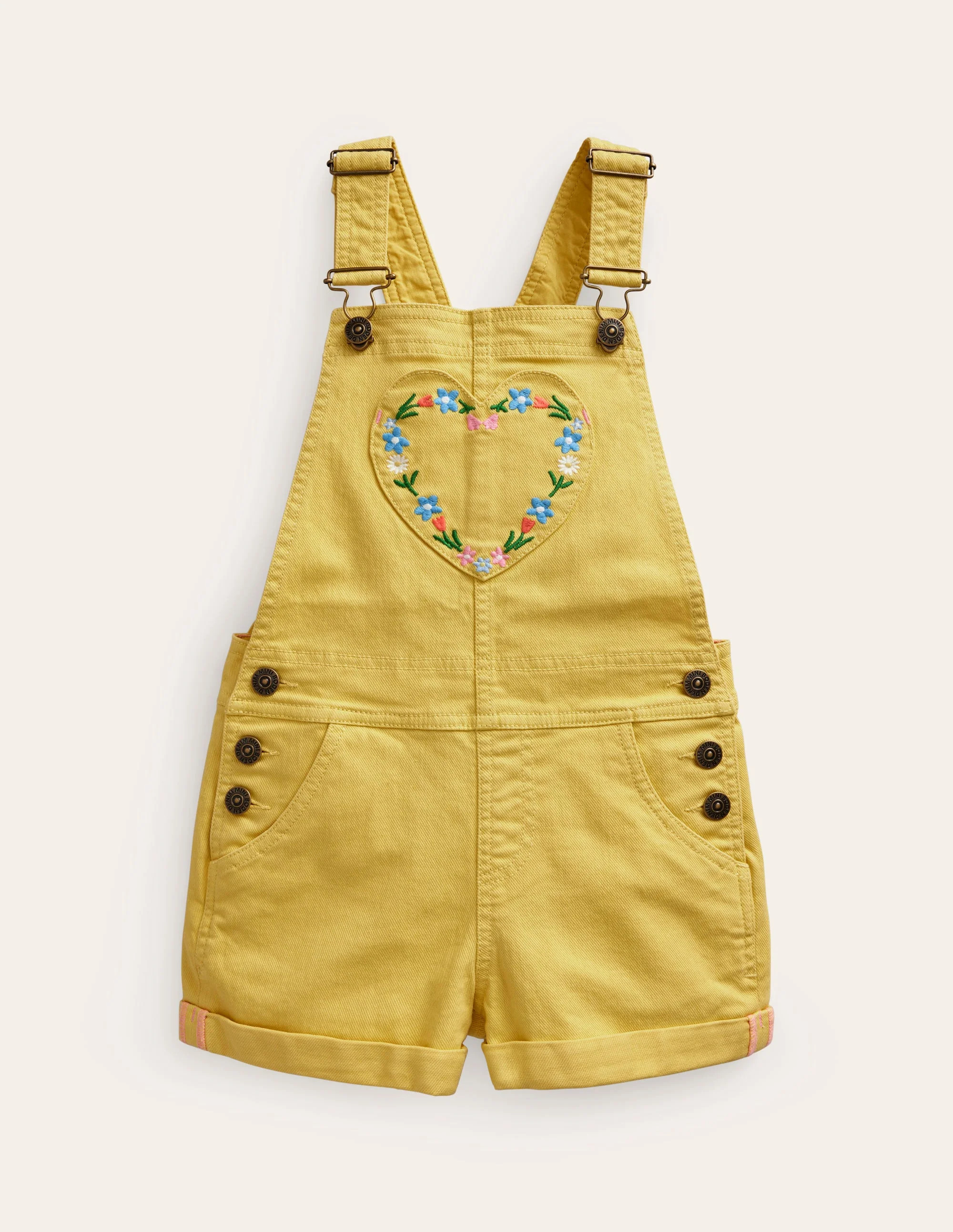 Heart Pocket Short Overalls-Spring Yellow | Boden (US)