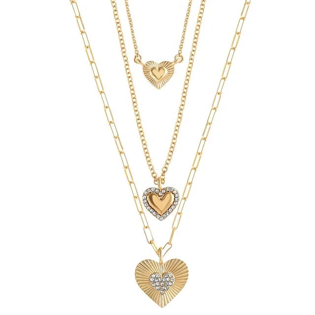 Jessica Simpson Fashion Gold Metal Layer Heart Necklace | Walmart (US)