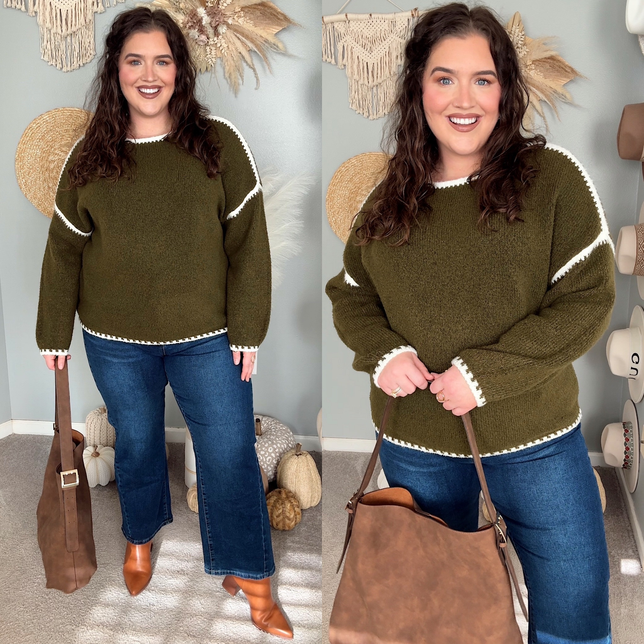 Amazon sweater outfit inspo 🍂🤎👟 Color block sweater, dark wash denim, booties
Top: XL
Jeans: XXL

#LTKSeasonal #LTKPlusSize #LTKStyleTip