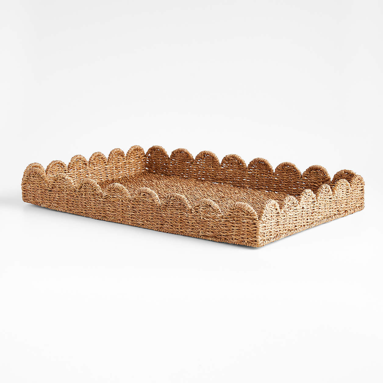 Scallop Natural Woven Fiber Tray + Reviews | Crate & Barrel | Crate & Barrel
