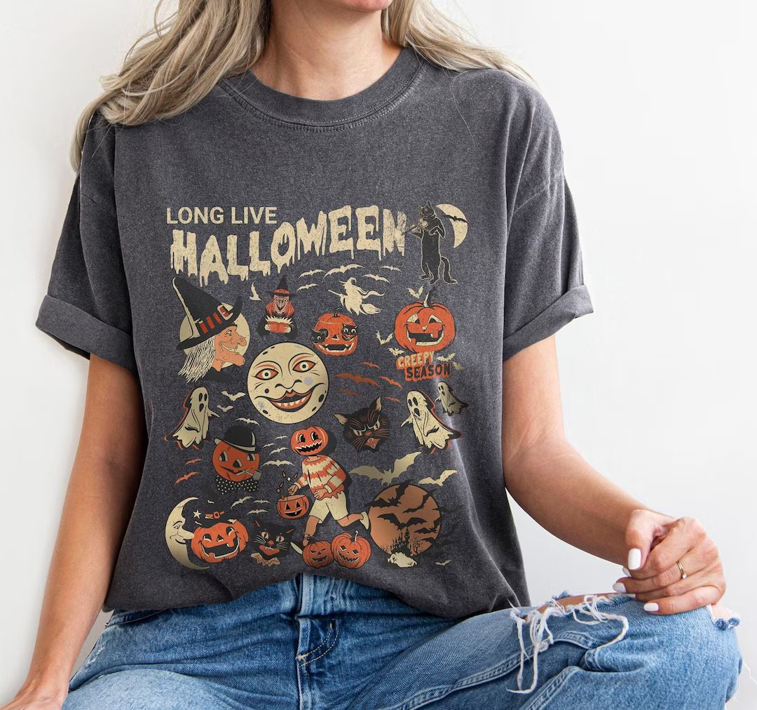 Retro Halloween Comfort Colors shirt, Long Live Halloween Shirt, Vintage Ghost Halloween Shirt, W... | Etsy (US)