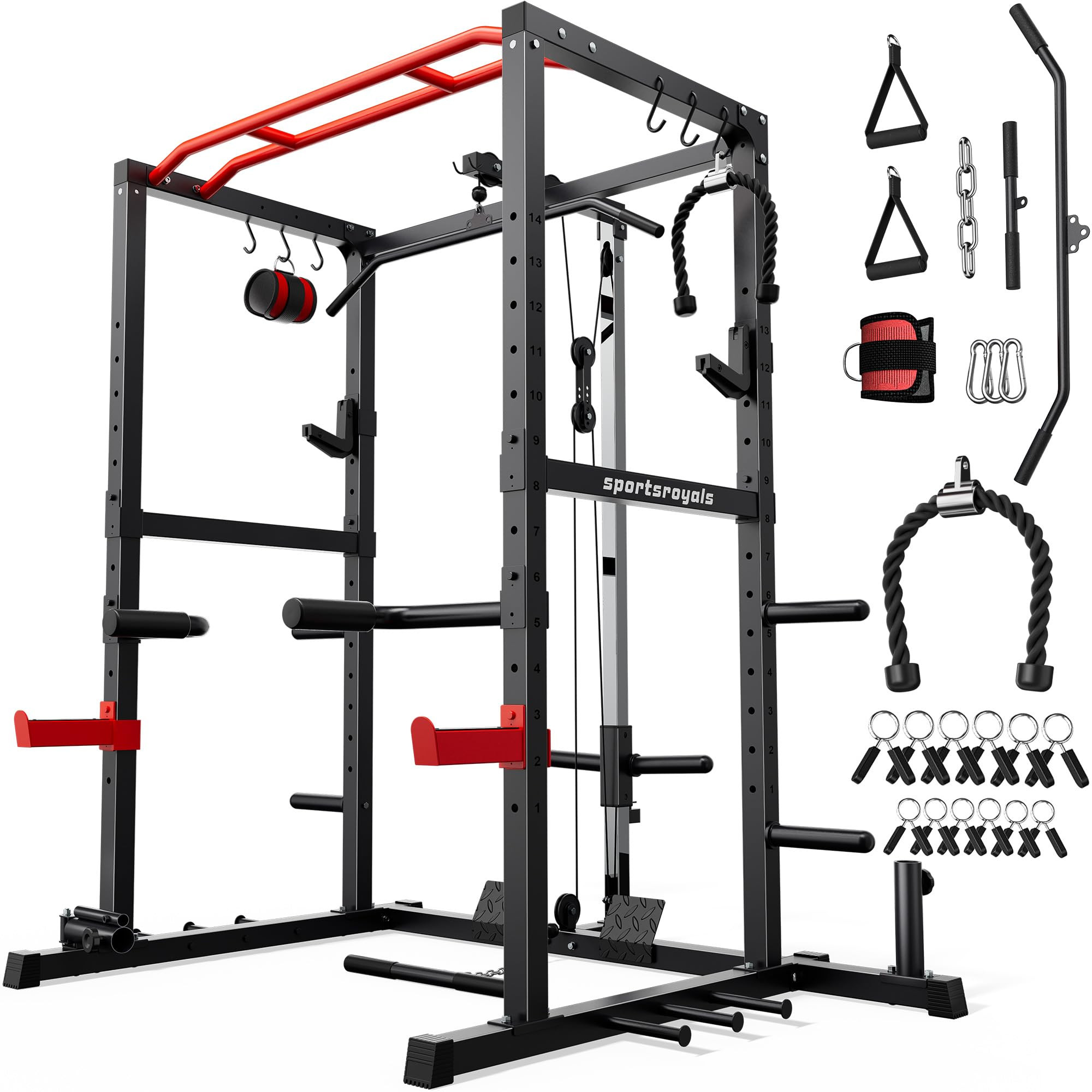 Sportsroyals Power Cage,1600lbs Multi-Function Power Rack with Adjustable Cable Crossover System ... | Amazon (US)