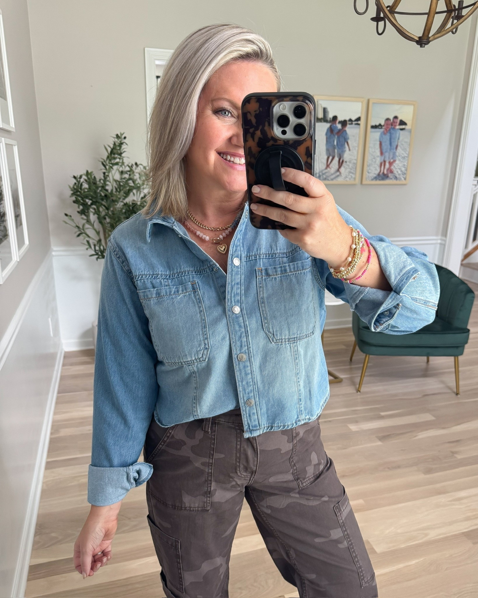 Bestsellers! I love pairing these camo pants with a denim button-down because it tones down the print while still feeling put together. The denim is soft enough to wear all day, and the relaxed fit works tucked, half-tucked, or worn open over a tank. It’s an easy outfit for errands, school pickup, or casual weekends when you want something a little more interesting than jeans.

camo pants, denim button down, casual outfit, everyday style, fall transition outfit, relaxed fit, weekend outfit, layering piece, boutique fashion, effortless style, lovelylifestyling

#LTKootd #LTKdayinmylife #LTKOver40