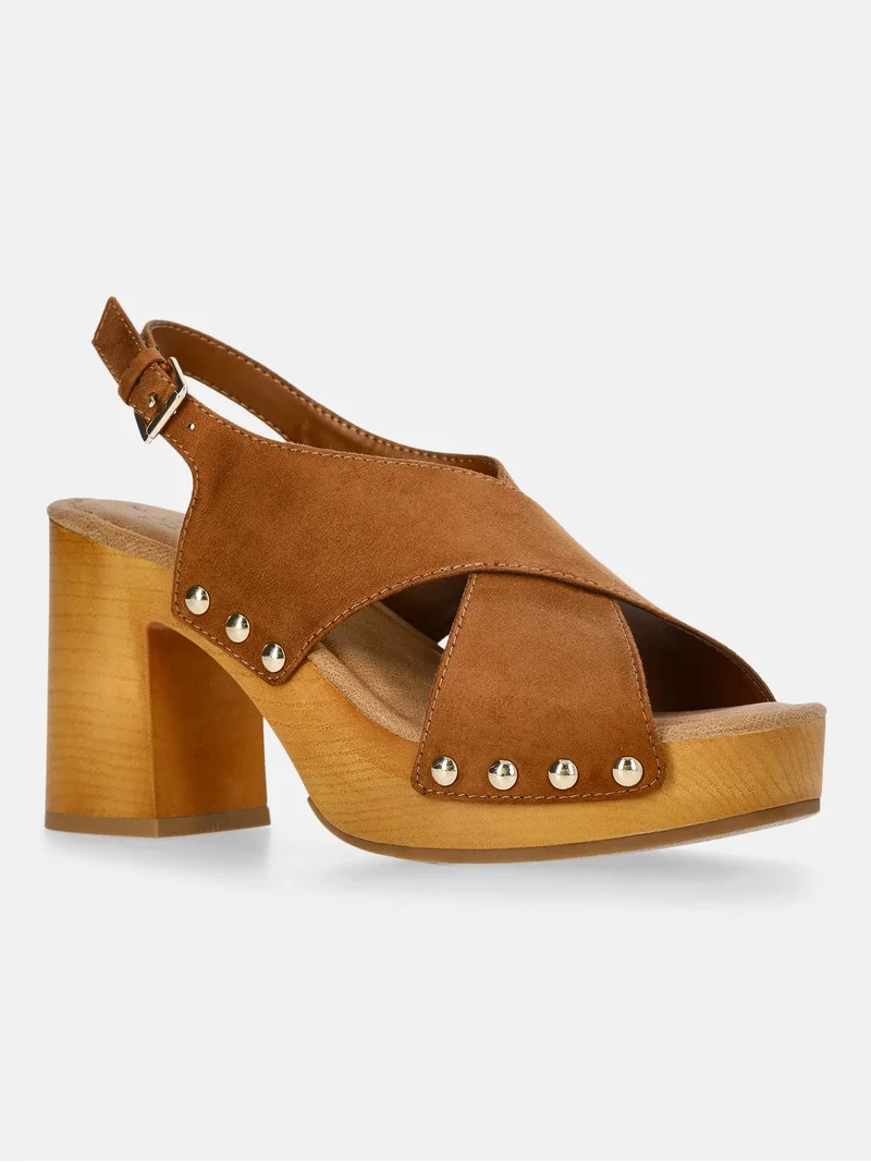 Time and Tru Women's X-Band Heeled Sandals | Walmart (US)
