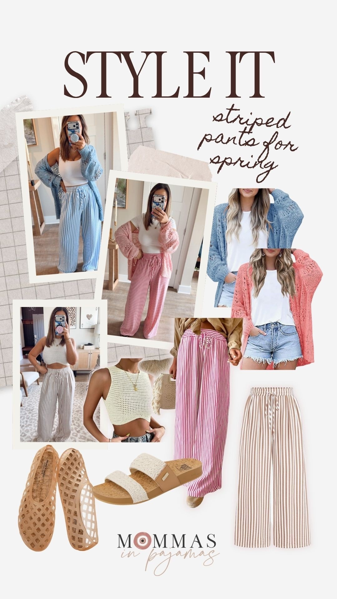 These striped pants are a must have for the warmer weather. I absolutely love them paired with a basic white top and these gorgeous lightweight crochet cardigans. Pairing them with a pair of adorable shoes completes the look. 
Jelly flats, striped pants 

#LTKSeasonal #LTKMidsize #LTKPetite