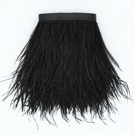 Fearafts 10-15cm Fluffy Black Ostrich Feather Fringe Trim Boa for Crafts DIY Clothing Sewing Needlew | Amazon (UK)