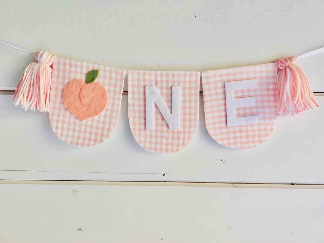 Peach Birthday Banner - One Sweet Peach High Chair Banner- Sweet as a Peach Party Banner - Girl 1... | Etsy (US)