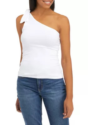 Biltmore Women's One Shoulder Knit Top, White, Large | Belk