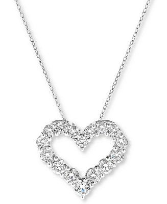 Diamond Heart Pendant Necklace (2 ct. t.w.) in 14k White Gold | Macys (US)