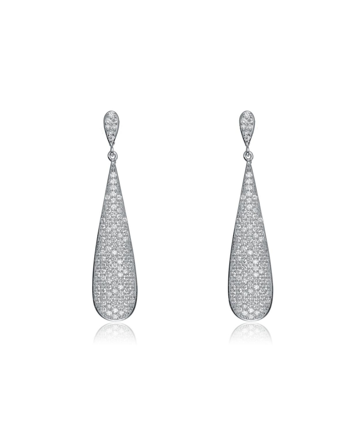 Sterling Silver Cubic Zirconia Solid Elongated Earrings - Silver | Macy's