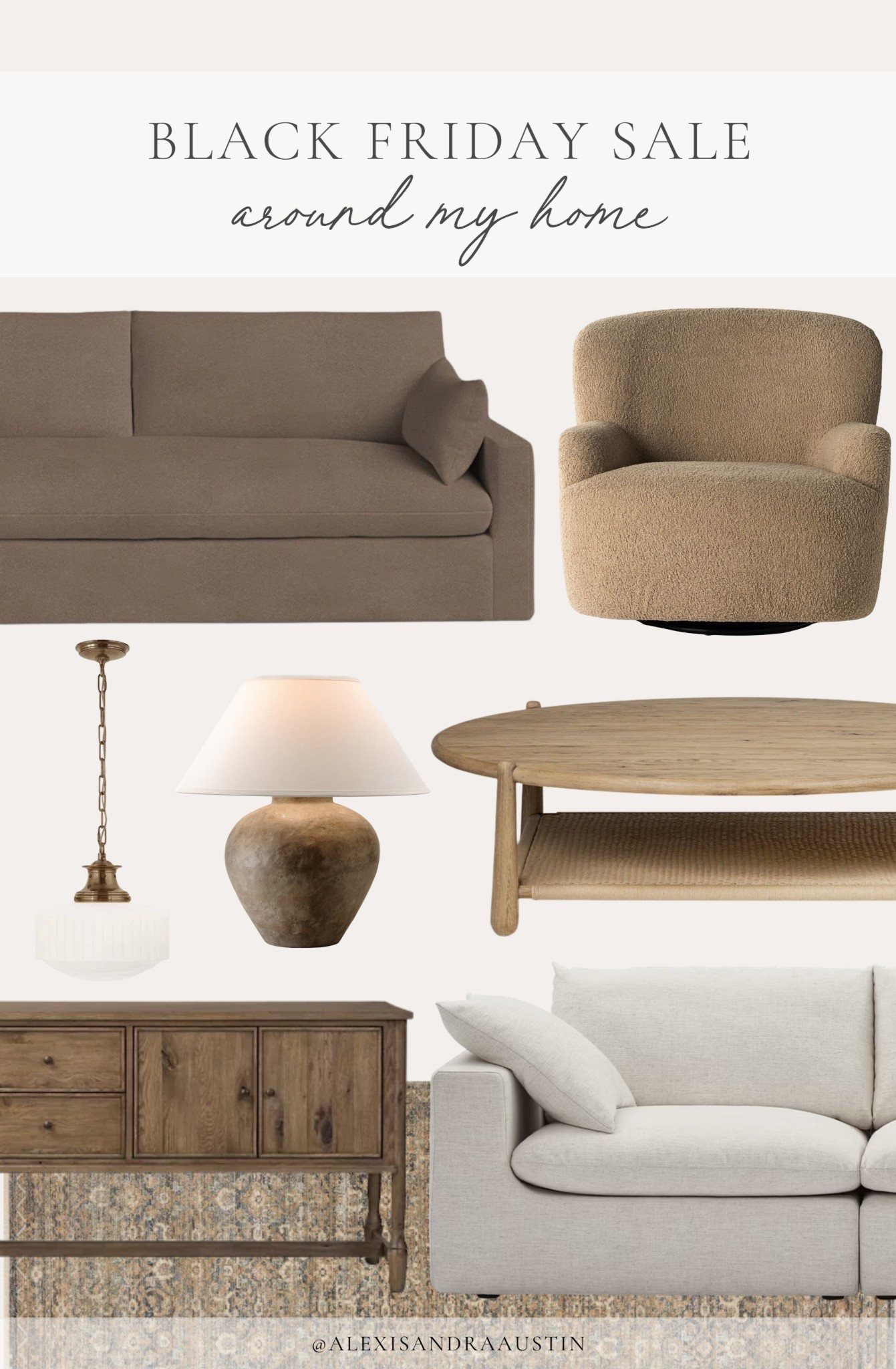 Black Friday sale favorites around my home! From my newest home purchases like the Luna slipcovered sofa and calabria lamp, to my all time favorite Bari sideboard - shop my home finds now to save!

Home finds, deal of the day, sale alert, neutral home inspo, furniture favorites, round coffee table, sectional favorites, Black Friday sale, lighting detail, table lamp, slipcover sofa, accent chair, swivel chair, rich wood tones, sideboard details, furniture sale, collected style, Visual Comfort, Lumens, Four Hands, Castlery, Loloi, shop the look!

#LTKHome #LTKCyberWeek #LTKSaleAlert