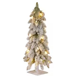 2Ft Pre-Lit Snowy Downswept Forestree With Metal Plate, Clear Lights By National Tree Company | Mich | Michaels Stores