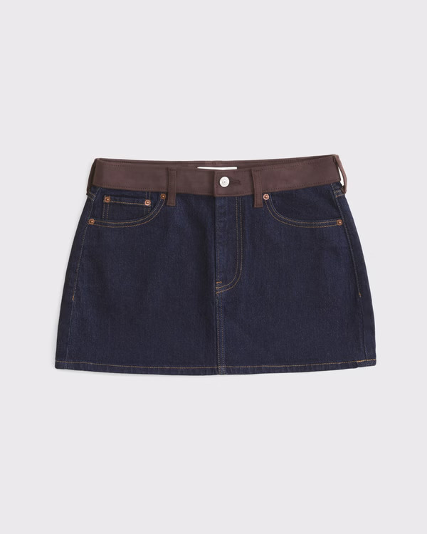 Women's Curve Love Mid Rise Denim Mini Skirt | Women's Bottoms | Abercrombie.com | Abercrombie & Fitch (US)