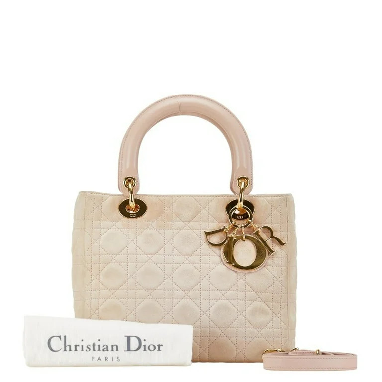 Pre-Owned Christian Dior Dior Lady Cannage Handbag Shoulder Bag Pink Suede Women's (Good) | Walmart (US)