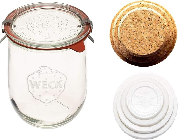 WECK - 745 Weck Tulip Jar 1 Liter - Sour Dough Starter Jars - Large Glass Jar for Sourdough - Tul... | Amazon (US)
